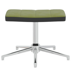 Chaise de relaxation avec repose-pied Vert clair Velours et PVC