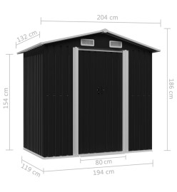 Abri de stockage pour jardin Anthracite Acier 204x132x186 cm