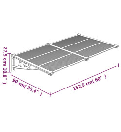 Auvent de porte Noir 152,5x90 cm Polycarbonate