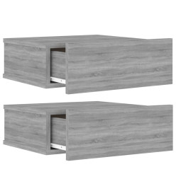 Tables de chevet flottantes 2 pcs Sonoma gris 40x30x15 cm