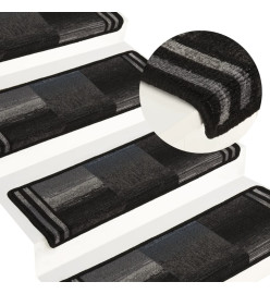 Tapis d'escalier autocollants 15 pcs 65x21x4 cm Noir et gris