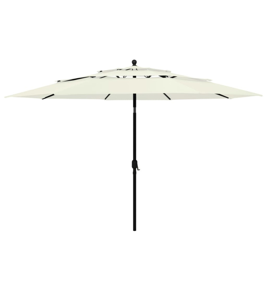 Parasol à 3 niveaux avec mât en aluminium Sable 3,5 m