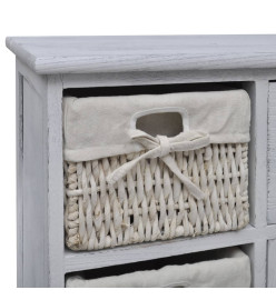 Armoire en bois 3 paniers gauches en tissage Blanc