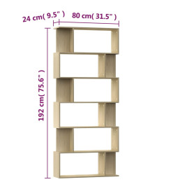 Bibliothèque/Séparateur de pièce Chêne sonoma 80x24x192 cm