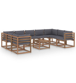 Salon de jardin 10 pcs avec coussins anthracite