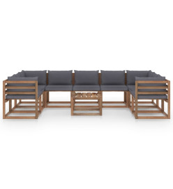 Salon de jardin 10 pcs avec coussins anthracite