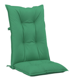 Coussins de chaise de jardin à dossier haut lot de 6 vert tissu