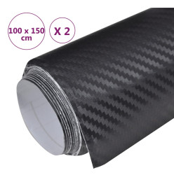 Films 3D de voiture 2 pcs Noir 100x150 cm