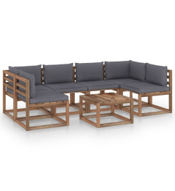 Salon palette de jardin 7 pcs et coussins Bois de pin imprégné