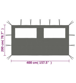 Paroi latérale de belvédère avec fenêtres 4x2 m Anthracite