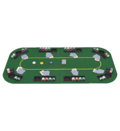 Dessus de table de poker 8 joueurs 4 plis rectangulaire Vert