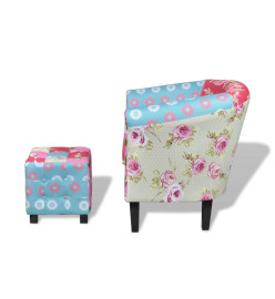 Fauteuil avec repose-pied Design avec patchwork