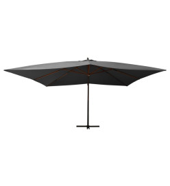 Parasol en porte-à-faux avec mât en bois 400x300 cm Anthracite