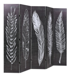 Cloison de séparation pliable 200 x 170 cm Plumes Noir et blanc