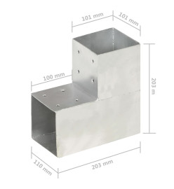 Connecteurs de poteau 4pcs Forme en L Métal galvanisé 101x101mm