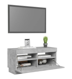 Meuble TV avec lumières LED gris béton 80x35x40 cm