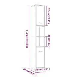 Armoire de bain Sonoma gris 30x30x183,5 cm Bois d'ingénierie