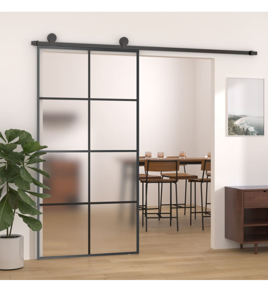 Porte coulissante Aluminium et verre ESG 102,5x205 cm Noir