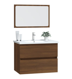 Ensemble de meubles de salle de bain 2 pcs Chêne marron