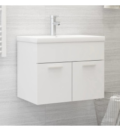 Armoire d'évier avec lavabo intégré Blanc Aggloméré