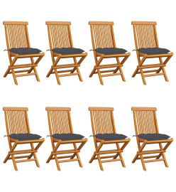 Chaises de jardin avec coussins anthracite 8 pcs Teck massif