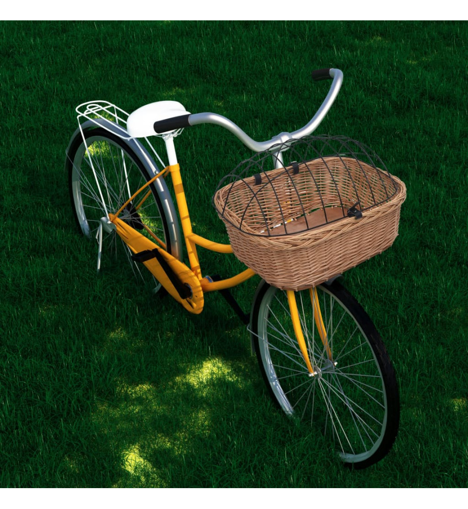 Panier avant de vélo avec couvercle 50x45x35 cm Saule naturel