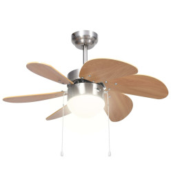 Ventilateur de plafond avec lampe 76 cm Marron clair