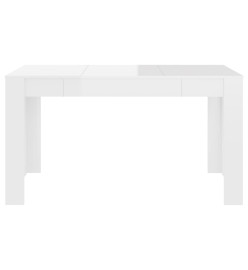 Table à manger blanc brillant 140x74,5x76 cm bois d'ingénierie