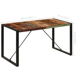 Table de salle à manger 140x70x75cm Bois de récupération massif