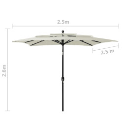 Parasol à 3 niveaux avec mât en aluminium Sable 2,5x2,5 m