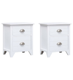 Table de chevet 2 pcs avec 2 tiroirs Blanc