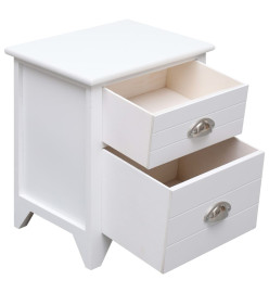 Table de chevet 2 pcs avec 2 tiroirs Blanc