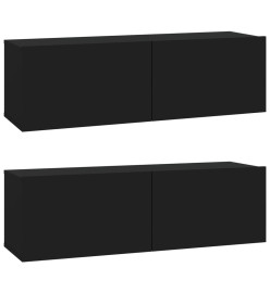 Meubles TV muraux 2 pcs noir 100x30x30 cm bois d'ingénierie