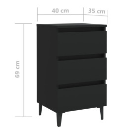 Tables de chevet avec pieds en métal 2 pcs Noir 40x35x69 cm