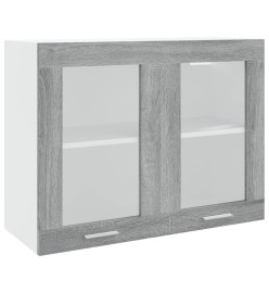 Armoire vitrée suspendue Sonoma gris 80x31x60cm Bois ingénierie