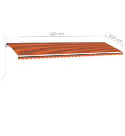 Auvent manuel rétractable sur pied 600x300 cm Orange et marron