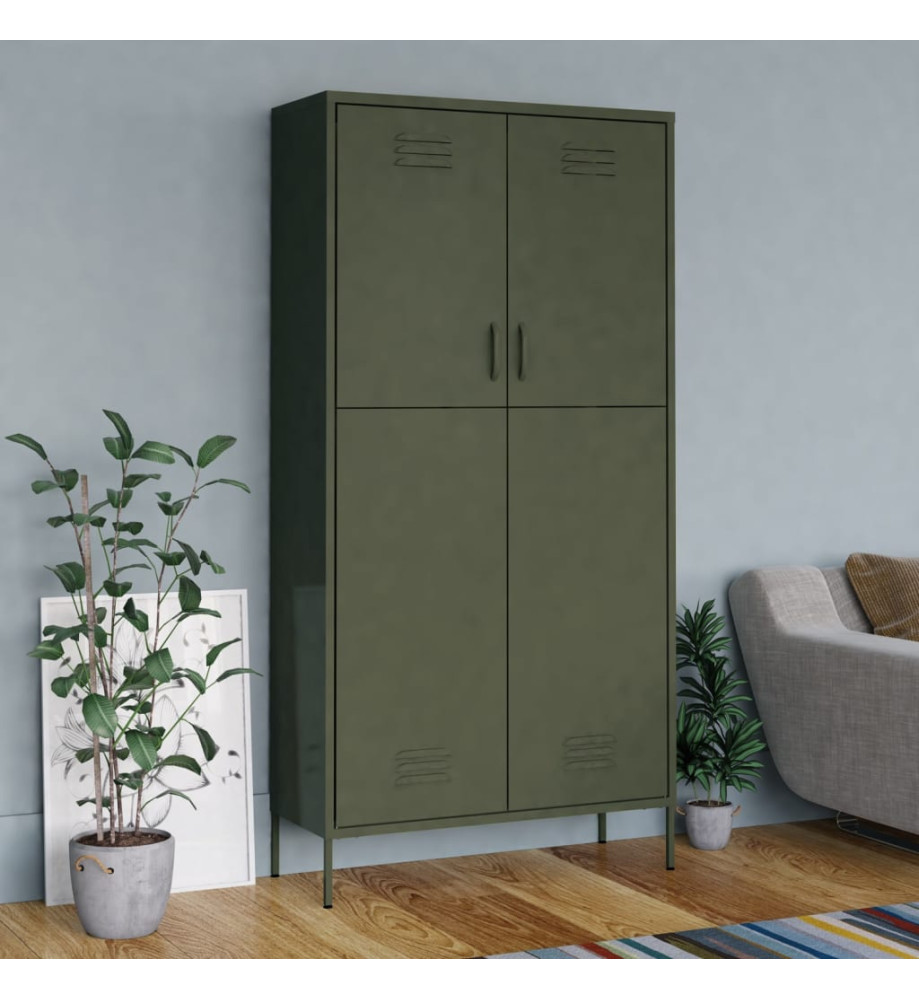 Garde-robe Vert olive 90x50x180 cm Acier