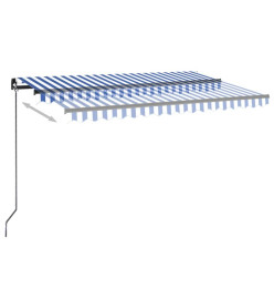 Auvent automatique capteur de vent/LED 450x300 cm Bleu et blanc