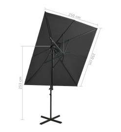 Parasol déporté à double toit Anthracite 250x250 cm