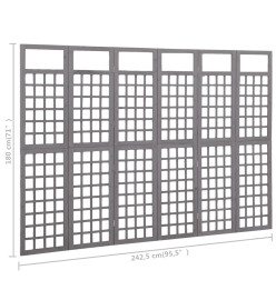 Cloison de séparation à 6 panneaux Bois de pin Gris 242,5x180cm