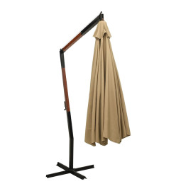 Parasol suspendu avec mât en bois 350 cm Taupe