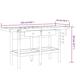 Établi avec tiroirs et étaux 162x62x83 cm Bois massif d'acacia