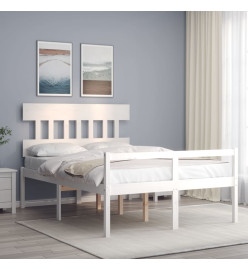 Cadre de lit avec tête de lit blanc 120x200 cm bois massif