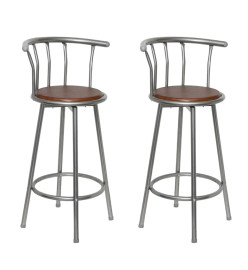 Tabourets de bar lot de 2 marron acier