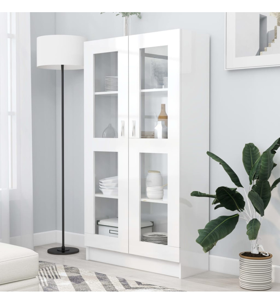 Armoire à vitrine Blanc brillant 82,5x30,5x150 cm Aggloméré