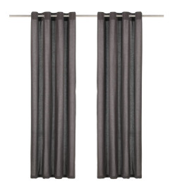 Rideaux avec anneaux en métal 2 pcs Coton 140x245 cm Anthracite