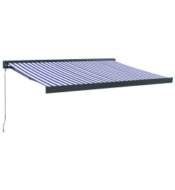 Auvent rétractable bleu et blanc 3x2,5 m tissu et aluminium