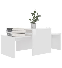 Ensemble de tables basses Blanc brillant 100x48x40 cm Aggloméré