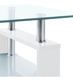 Table basse Blanc et transparent 95x55x40 cm Verre trempé