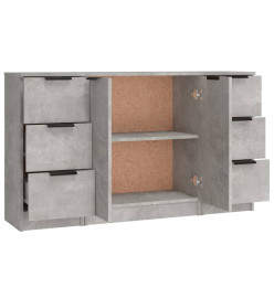 Buffets 3 pcs gris béton bois d'ingénierie